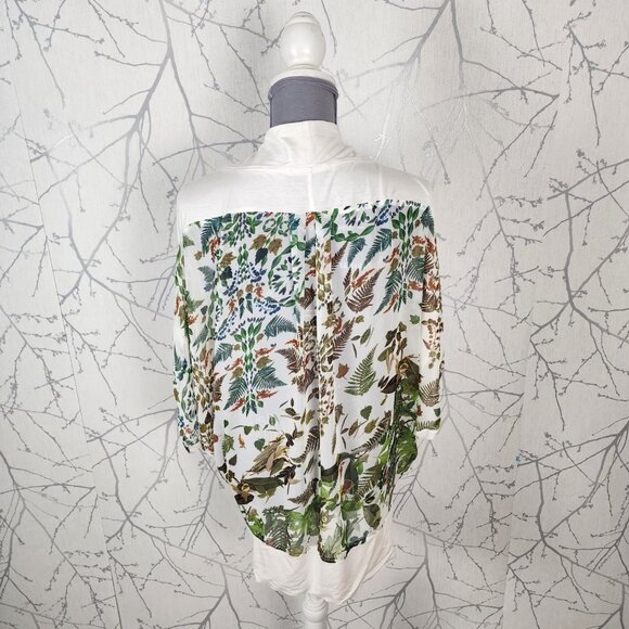 Lenny Niemeyer White Tropical Leaf Print Drape Open Beach Cover Cardigan - Picture 4 of 5